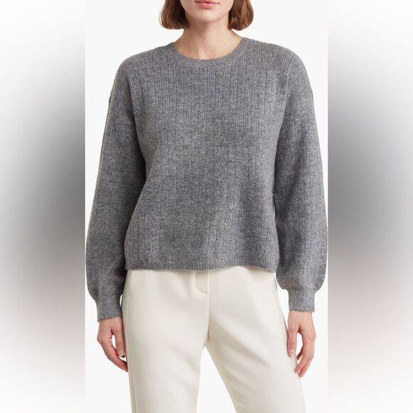 DKNY Rib Knit Sweater, Heather Gray, X-Large, NWT - Picture 1 of 4